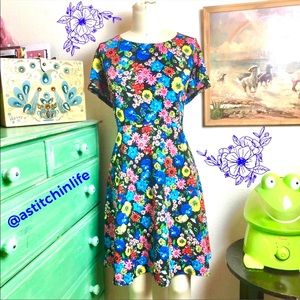 Label Be Bright Floral Skater Style Dress